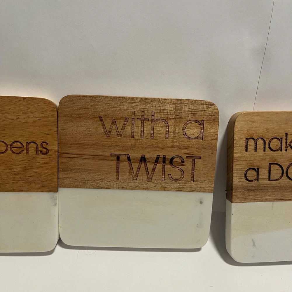 Things Remembered Wood and Marble Coasters
